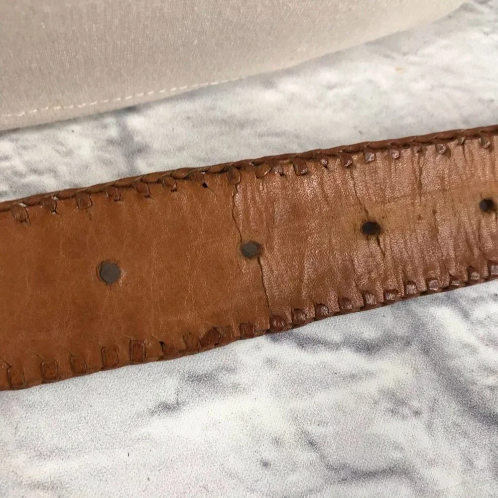 Vintage Leather Cotton Multi Color Belt Size XL Southwestern Style 2v1-84